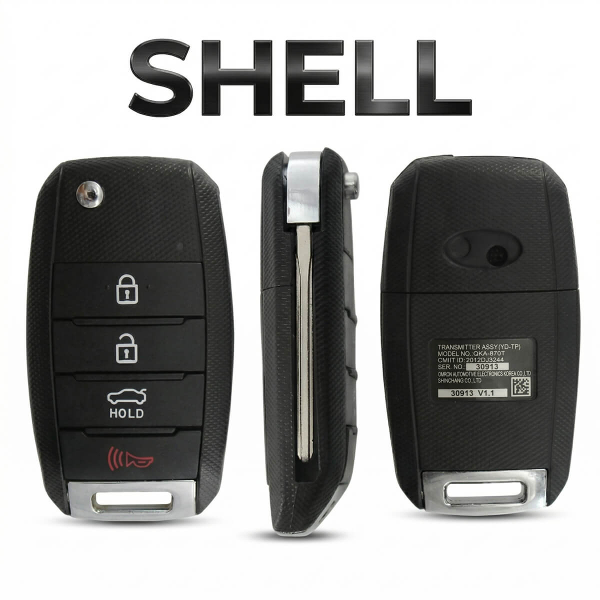 Kia Rio Cy 2014–2017 Kia Rio Flip Key Shell (95430-1W023) TQ8-RKE3F05 – 4 Button ...