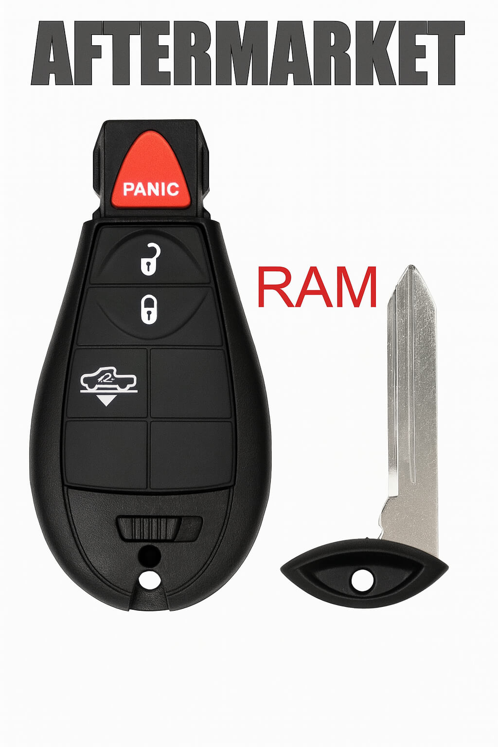 Dodge Ram 2013–2018 Remote Head Key 4-Button GQ4-53T | Aftermarket ID46 ...
